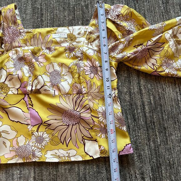 Sandro Paris Printed Silk Puff Sleeve Top,  Size 1 (equivalent of a small) - Picture 10 of 12